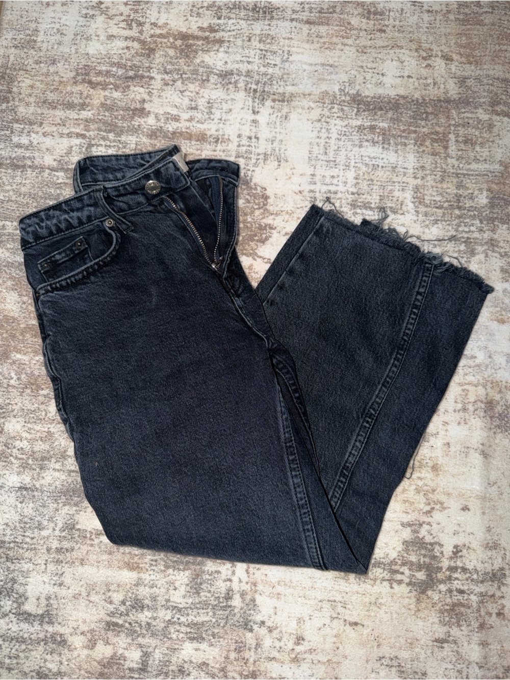 TOPSHOP Petite Raw Hem Crop straight leg
